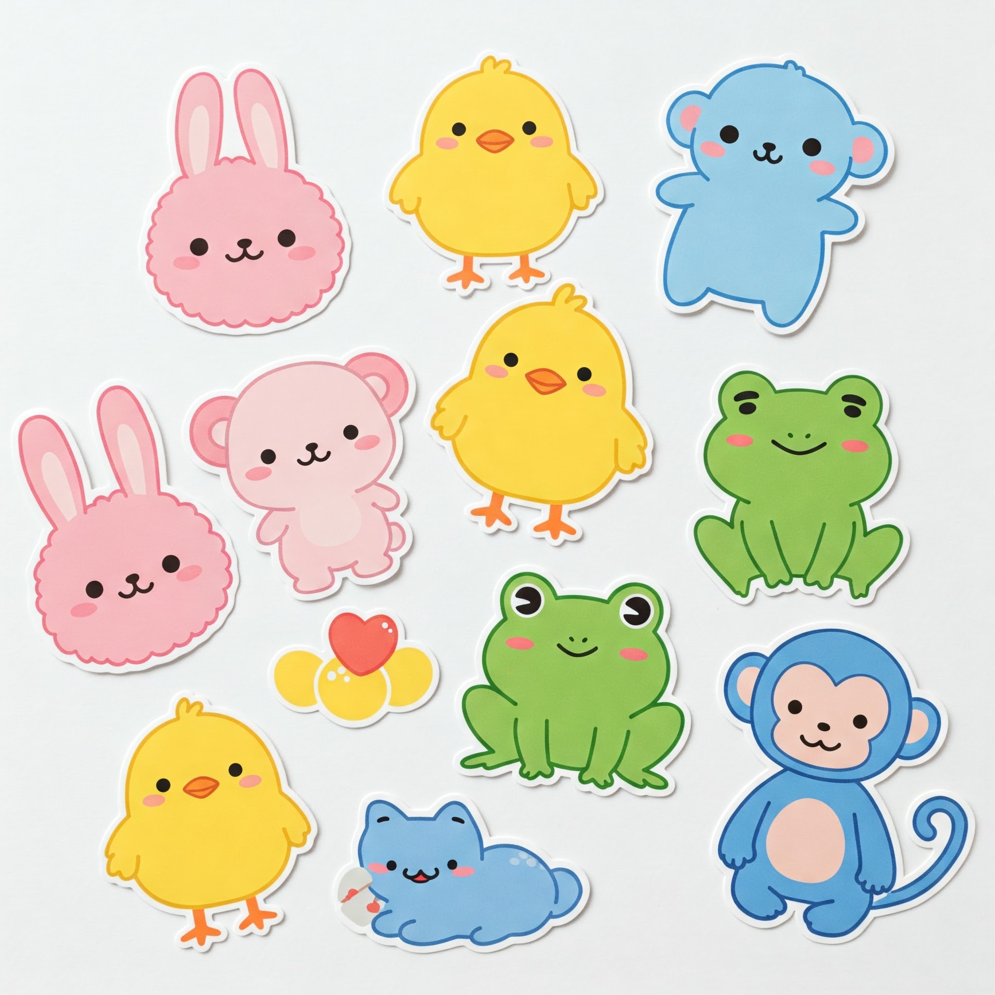 Stickers cut in various custom shapes